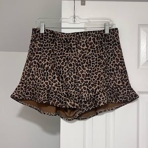 Suede Leopard Print Shorts